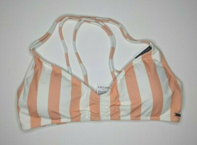 Volcom Coco V-Neck Bikini Top, White/Orange, Women's XXL