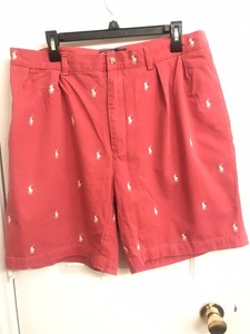 khaki polo shorts with horses