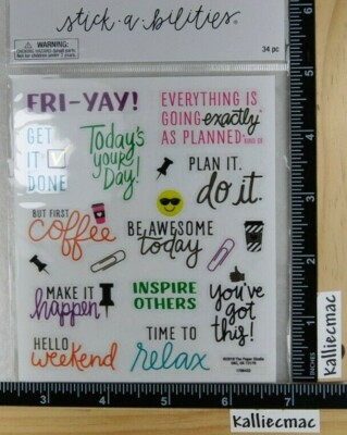 The Paper Studio Stickabilities PHRASES Stickers 2 Strips EXPRESSION