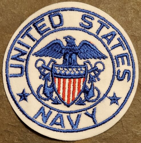 US NAVY USN  &#034;UNITED STATES NAVY&#034;  PATCH  Sew on Patch&#034; Blue letters Military 