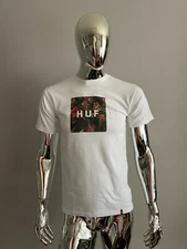 HUF Worldwide Men White Graphic T-Shirt Size S