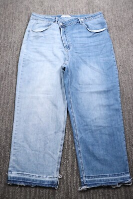 Risen Jeans Women's 3XL Denim Pants Wide-leg Comfort Stretch Frayed Hem