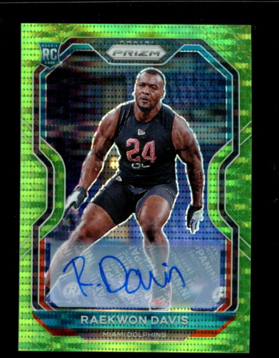 2020 Panini Green Pulsar Prizm #341 Raekwon Davis RC Rookie AUTO Dolphins