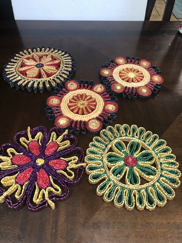 5 copripiumino vintage rafia paglia vimini rattan hot pad boho decorazione parete 7-8" - Foto 7 di 16