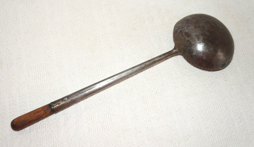 Antique Primitive 14" Handmade Hand Hammered Steel Ladle Scoop - Picture 4 of 9