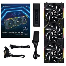 Lian Li UNI FAN TL120 LCD Wireless 12TLLCD1W3B Triple Pack With Controller Black