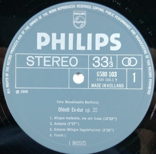 Mendelssohn-Octet & String Symphonies Nos 10 & 12/I Musici Philips 6580 103 VG++ - Picture 3 of 4