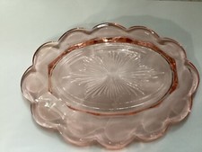 Pink glass dish 5" x 7.5 " excellent condition