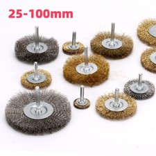Image of 25-100mm Rotary Brass Stainless Steel Flat Wire Brush Wheel 6mm Shank for Drill