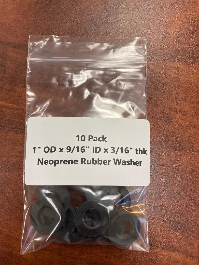 10 Pack Neoprene Rubber Washer 1" OD x 9/16" ID x 3/16" Thick
