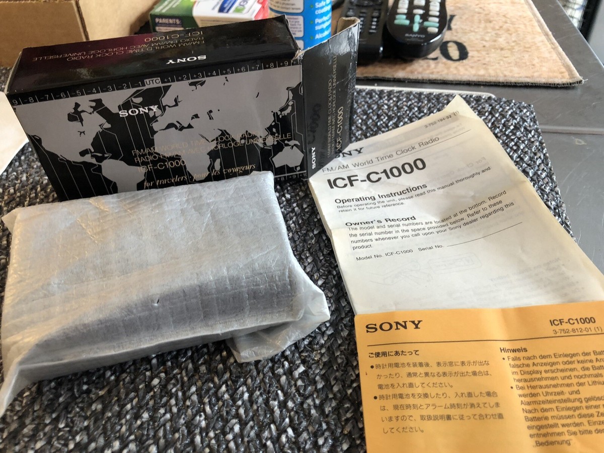 Rare Vintage Sony ICF-C1000 Fm/Am World Time Radio With Box