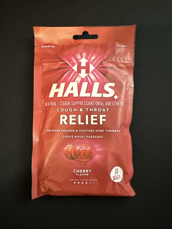 HALLS Relief Cherry Flavor Cough Drops, 1 Bag