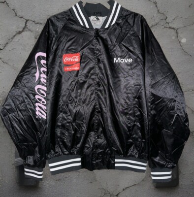 EUC Coca Cola Creations Promo Move Satin Black Jacket Augusta Sportswear Sz Lrg