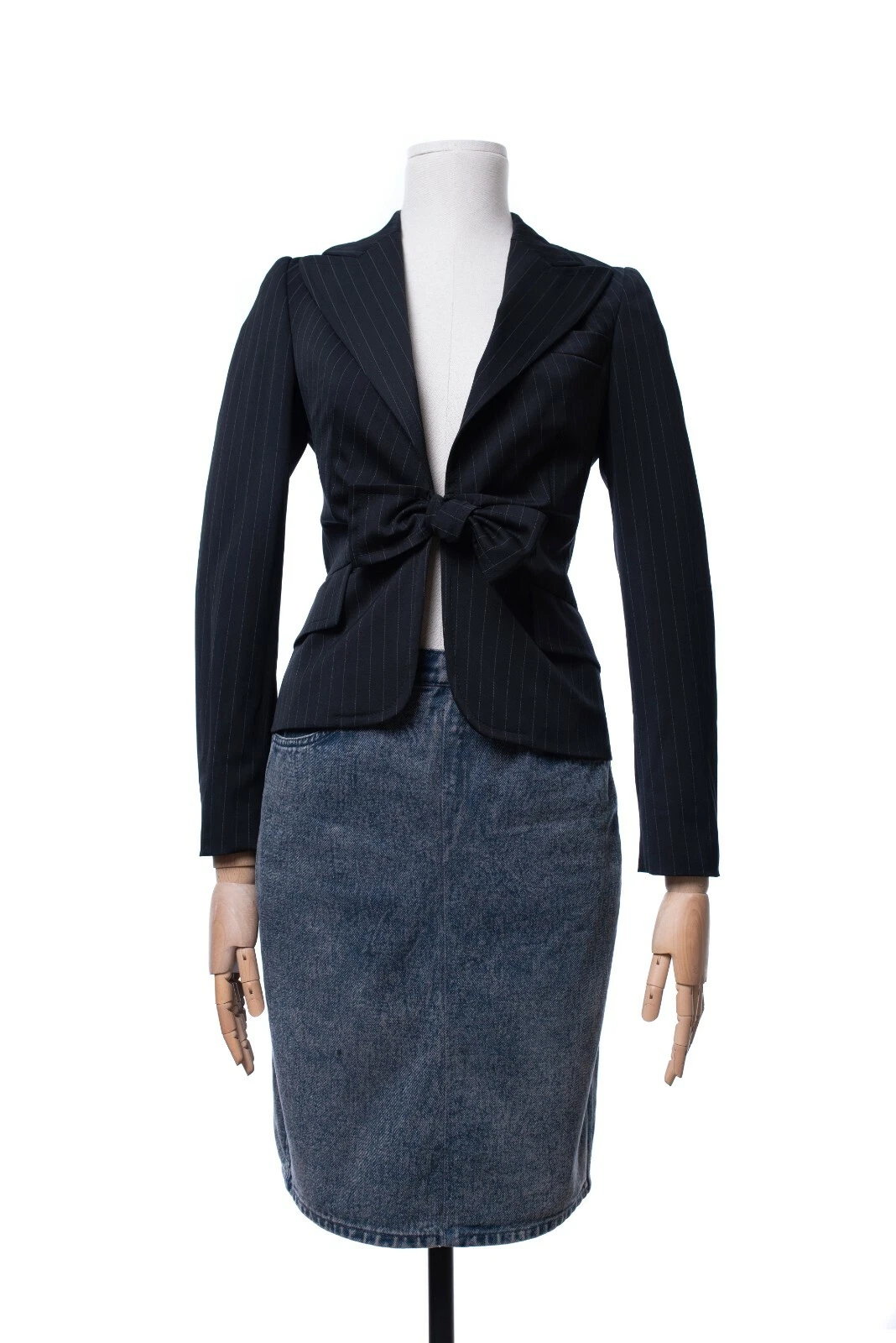 Giacca cappotto blazer donna GUCCI lana a righe nera taglia 38
