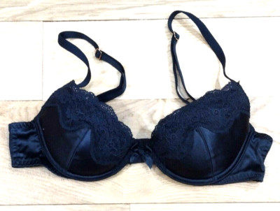 Savage X Fenty 34A Black Push Up Demi Removable Pads Lace Trimmed  UW Bra EUC