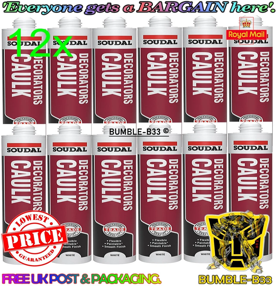 12x Soudal Decorators Caulk Bianco 290ml