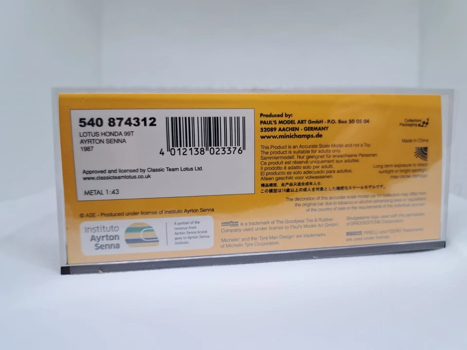 MINICHAMPS 540874312 1/43 F1 LOTUS HONDA 99T AYRTON SENNA 1987 F1 SEASON  - Immagine 2 di 2