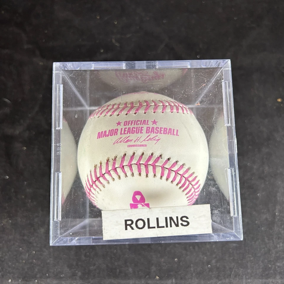 JIMMY ROLLINS RAWLINGS OML PINK AUTOGRAPHED SIGNED MOTHERS DAY BASEBALL JSA COA - Image 3 of 4