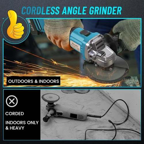 SEESII 21V Brushless Cordless Angle Grinder Kit 4-1/2" Discs 2x 4.0Ah Battery - Picture 7 of 9