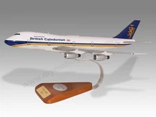 Boeing 747-200 British Caledonian Desk Wood Airplane New Model Small Scale 1/200