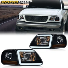 LED DRL Headlights & Corner Lights Black/Smoked Fit For 97-04 F-150 Expedition 