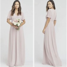 NEW SHOW ME YOUR MUMU  EMILY empire maxi dress Neutral Mauve Chiffon  sz XS