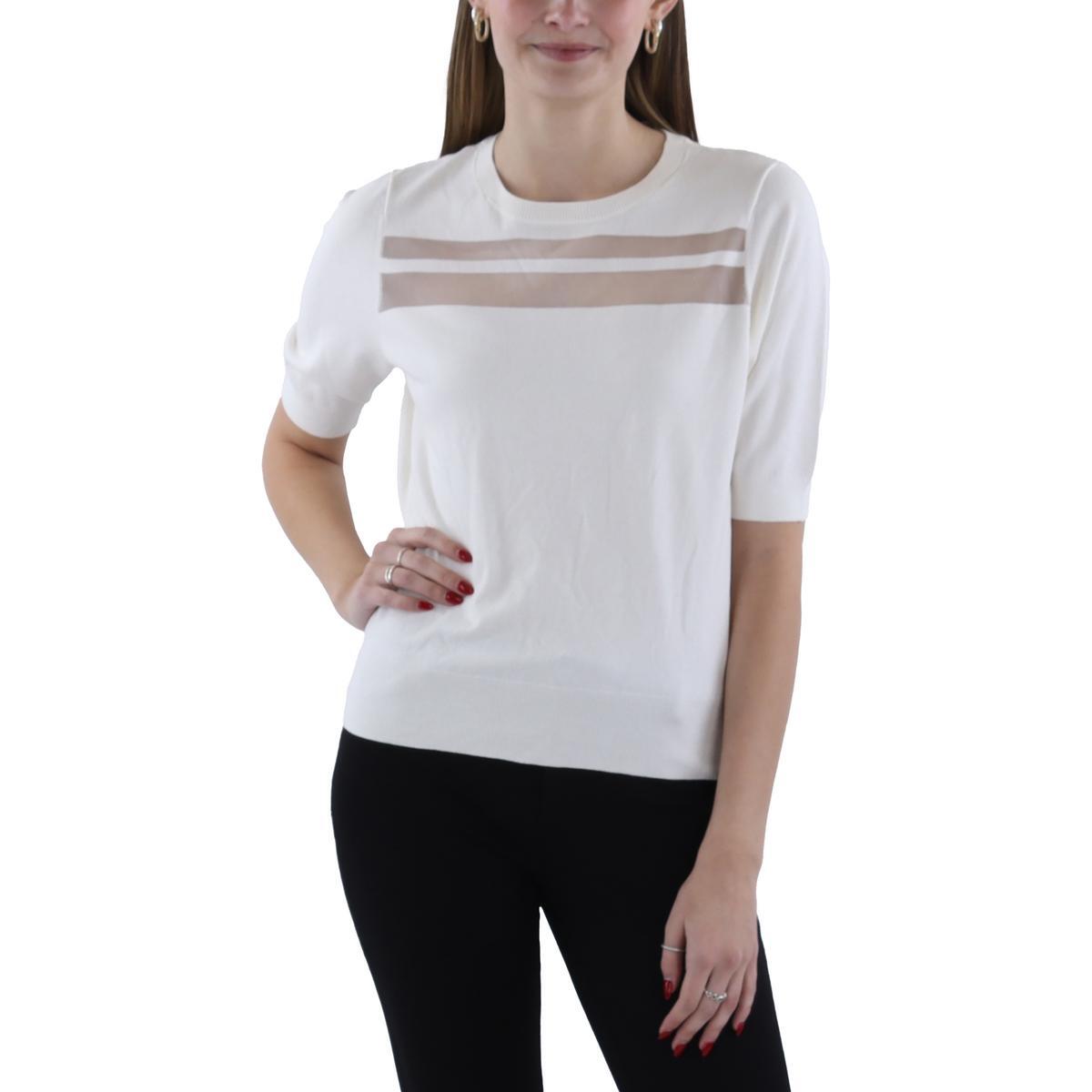 Женский белый свитер с круглым вырезом и рукавами до локтя DKNY, M BHFO 0354