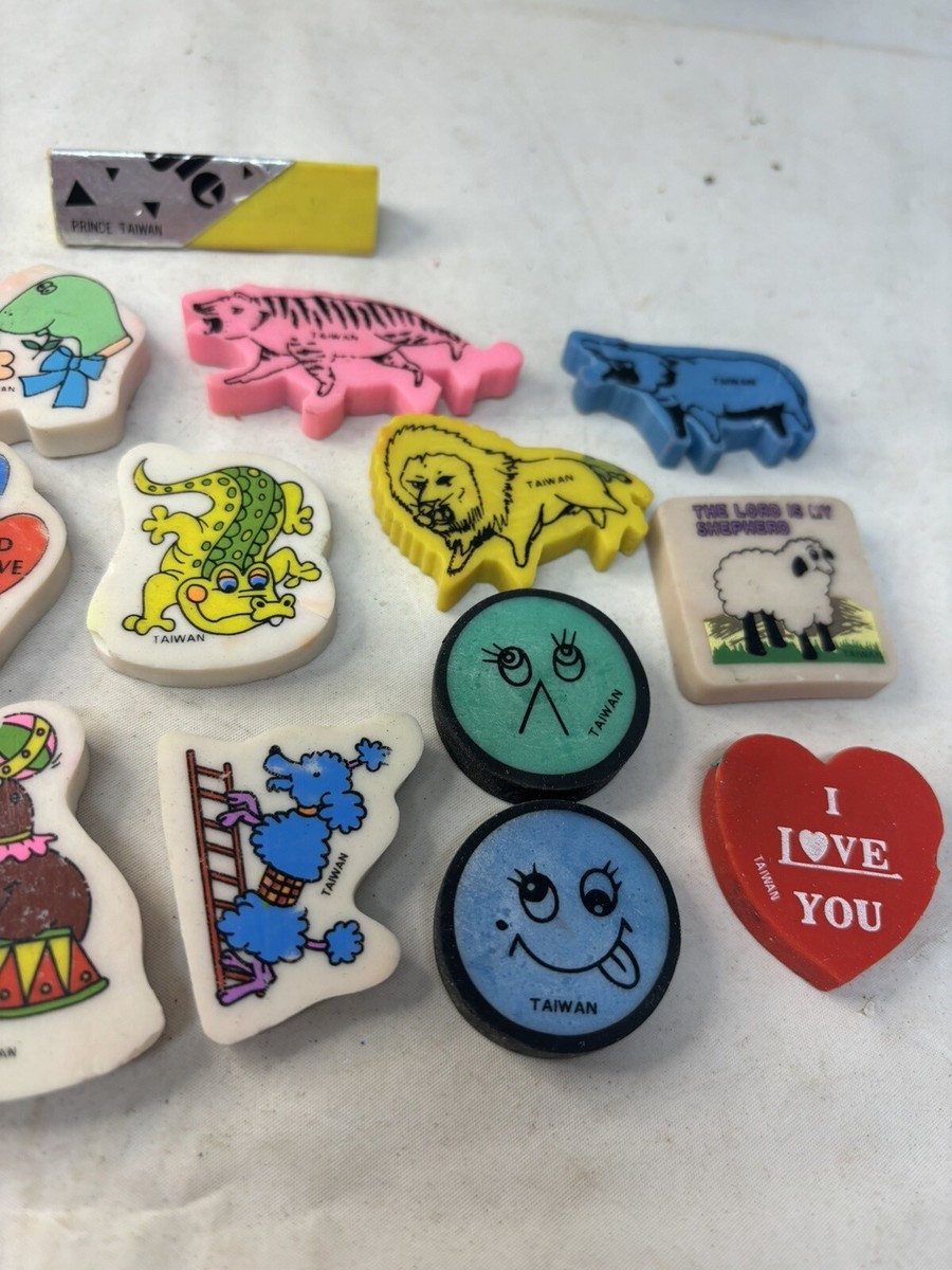 LOT 22 Vintage 80s 90s Novelty Pencil Erasers Circus Animals LOT 22 Vintage 80s 90s Novelty Pencil Erasers Circus Animals