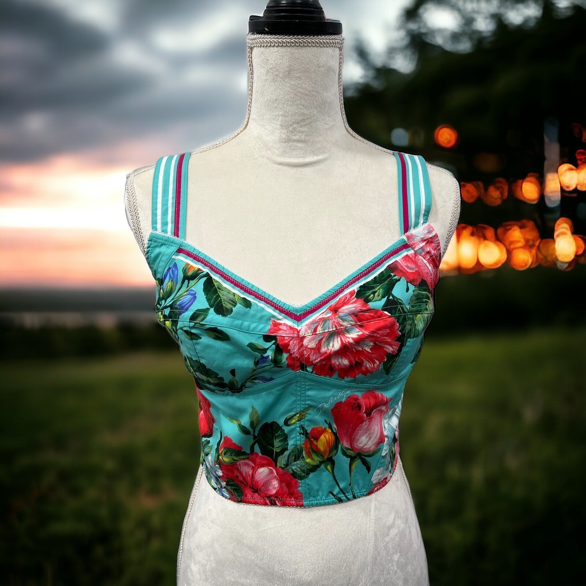 Dolce Gabbana Floral Crop Corset Bustier NWT Size 42/US6 Retail