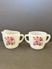 Vintage Fire King Creamer and Sugar Bowl Red Pink Primrose Flower USA