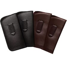 Calabria Unisex Soft Eyeglass Case w/Clip 4 PACK 2 Black  2 Brown Synth.Leather