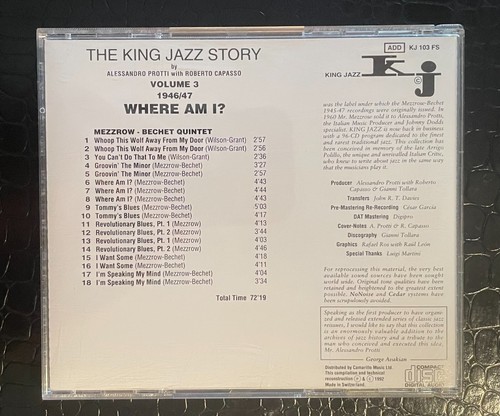 THE KING JAZZ STORY Vol. 3 1946/47 WHERE AM I? MEZZROW-BECHET QUINTET IMPORT NM - Foto 2 di 3