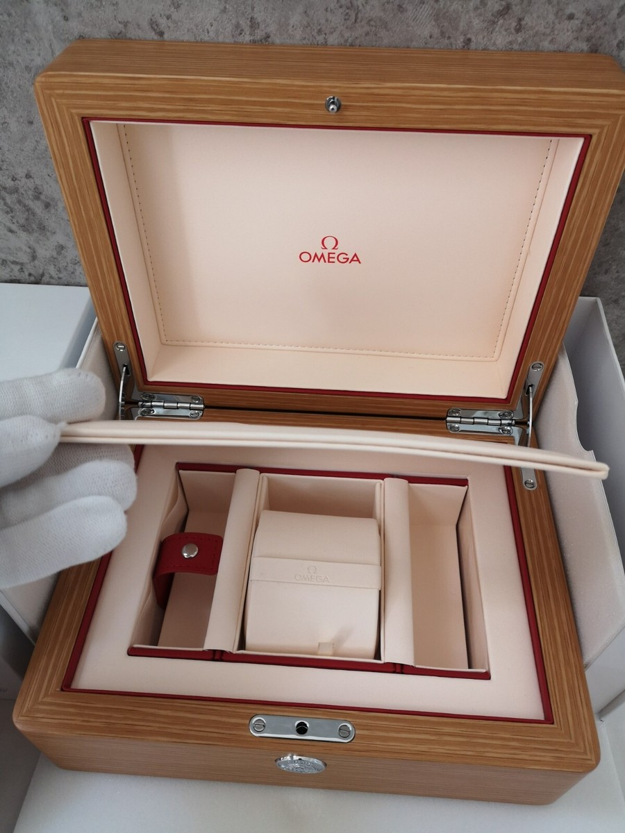 OMEGA 木製ボックス Omega Authentic Wooden Watch Box With Travel Red Cube Box
