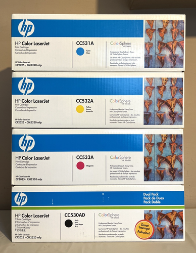Genuine HP 304A Toner 5 Set CC530AD CC531A CC532A CC533A New Sealed Boxes