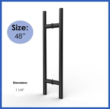 48" Entry Flat matte Black Front Door Long Pull Handle Stainless Steel 