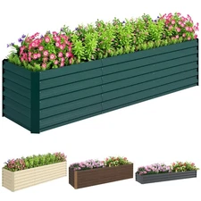 Outsunny Galvanized Raised Garden Bed Large Elevated Planter Box