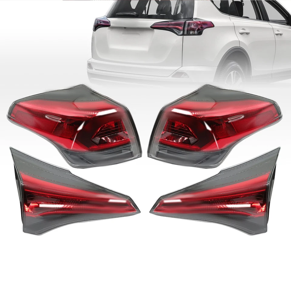 For Toyota RAV4 2016-2018 Halogen Left Right Outer Inner Set of 4PCS Tail Lights Foto 3 de 4