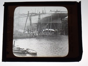 Antique Keystone Glass Slide P218 Belfast Shipyard Construction RMS Republic 3x4