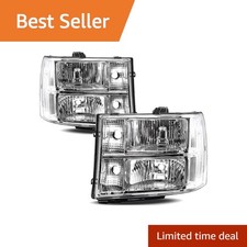 Headlights Assembly Clear compatible with 2007-2013 GMC Sierra 1500 07-14 S...