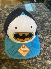 batman snapback hat By DC Comics Black, white, teal 3629