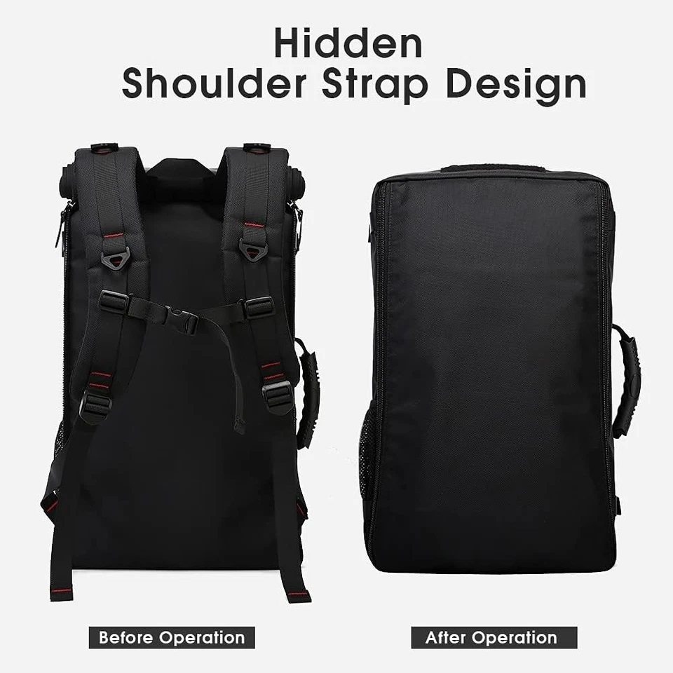 Mochila de viagem KAKA, bolsa de transporte água 22,4x11,8x5,9", preta (abertura superior)  - Imagem 4 de 4