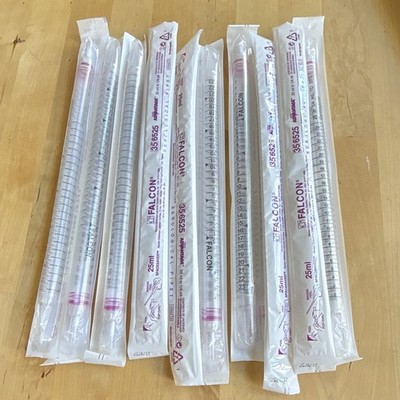 Lot of 10 FALCON 356525 25 mL Serological Pipette Polystyrene Sterile Laboratory
