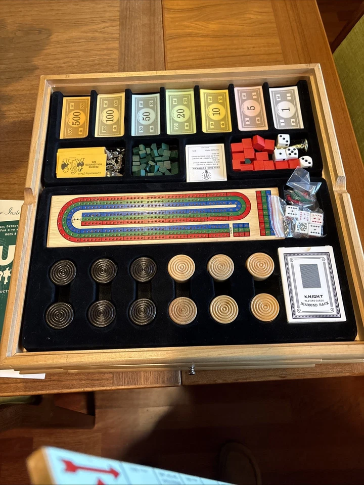 Deluxe Wood Cabinet Monopoly Clue + 6 Classic Games From Parker Brothers Rare - Image 2 of 4