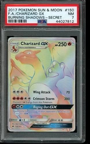 PSA 7 NM Pokemon Charizard Burning Shadows Secret Rare 150/147