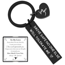 Drive Safe Keychain for Husband Boyfriend with Sweet Card, Birthday My Love