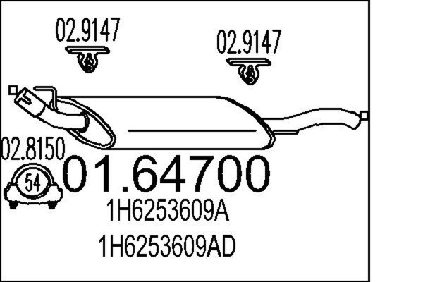 MTS EndschalldäMpfer NachschalldäMpfer 01.64700 FüR Golf VW 3 1H1 1E7 4 SDI GTD-image