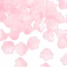Glass Trumpet Flower Beads, 50 Pcs Gradient Flower Bead Charm, Light Pink