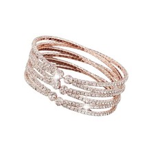 Layered Bridal Crystal Rhinestone Cuff Bracelets for Women Adjustable Bling Uppe