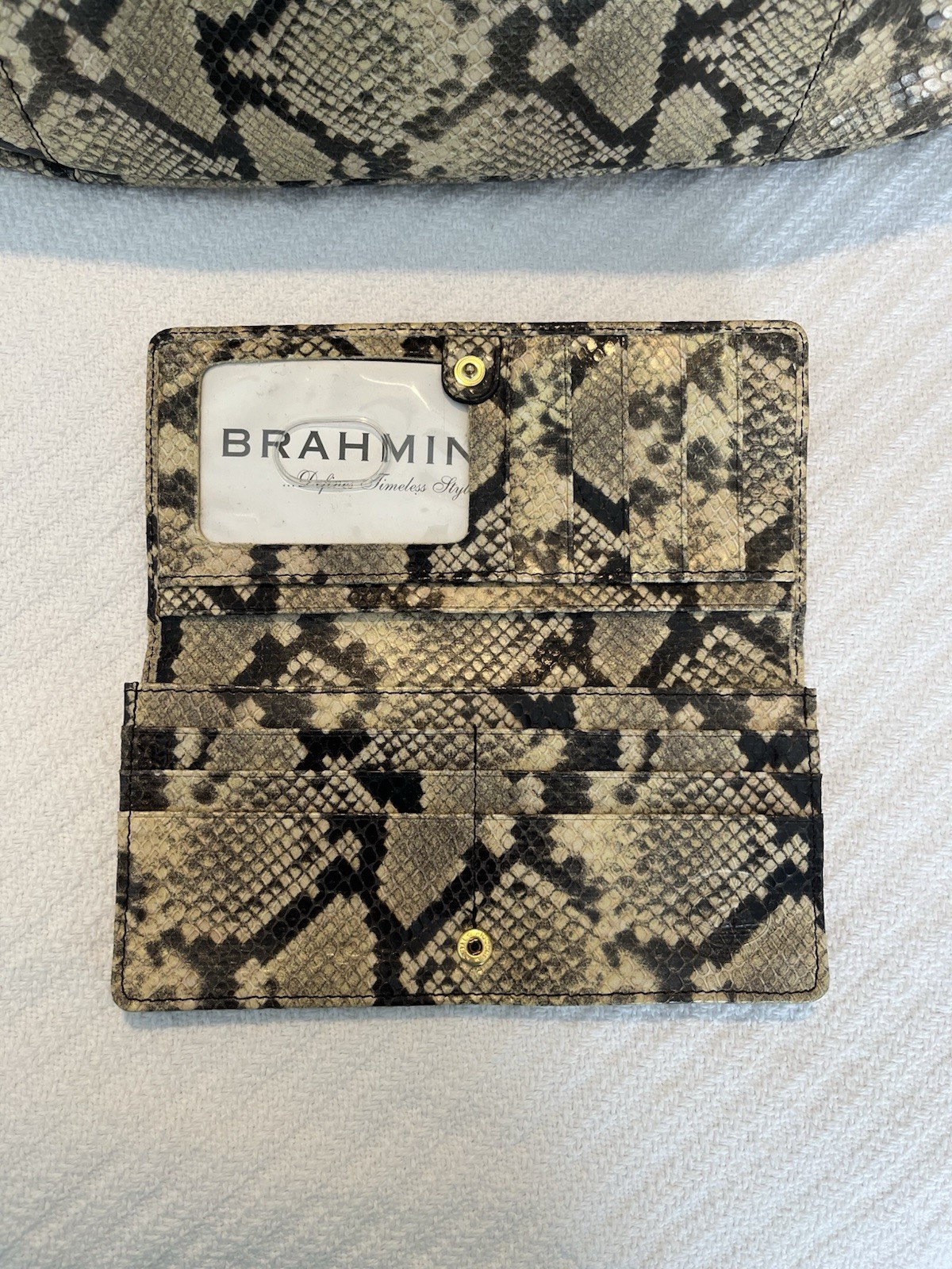Brahmin Python Drawstring Emb Leather Bucket Styl… - image 10