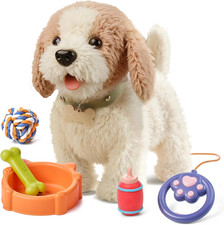 Walking Barking Toy Dog with Remote Control Leash, Plush Puppy Electronic Intera